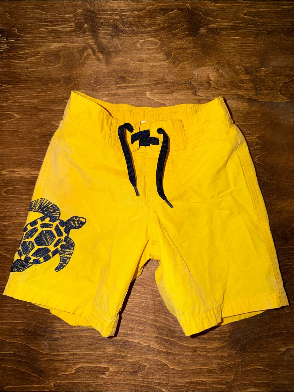 Janie and Jack Yellow Boys' Swim Shorts with Navy Turtle Graphic